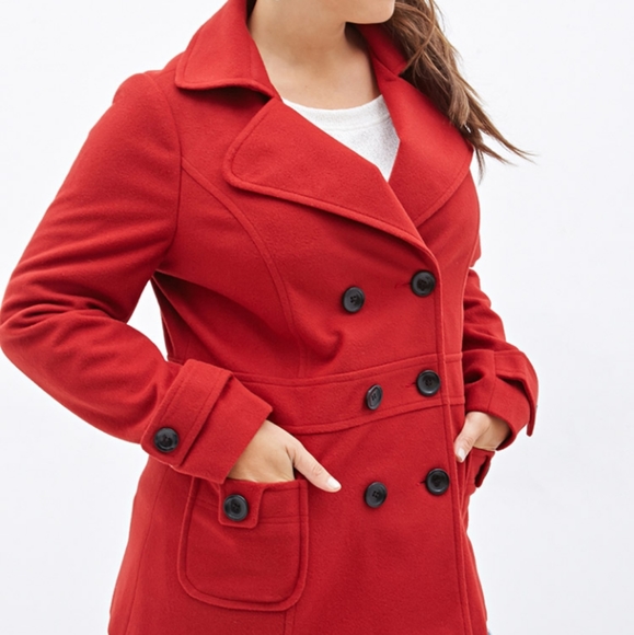 Forever 21 Peacoat Red button down lined large - Picture 11 of 11